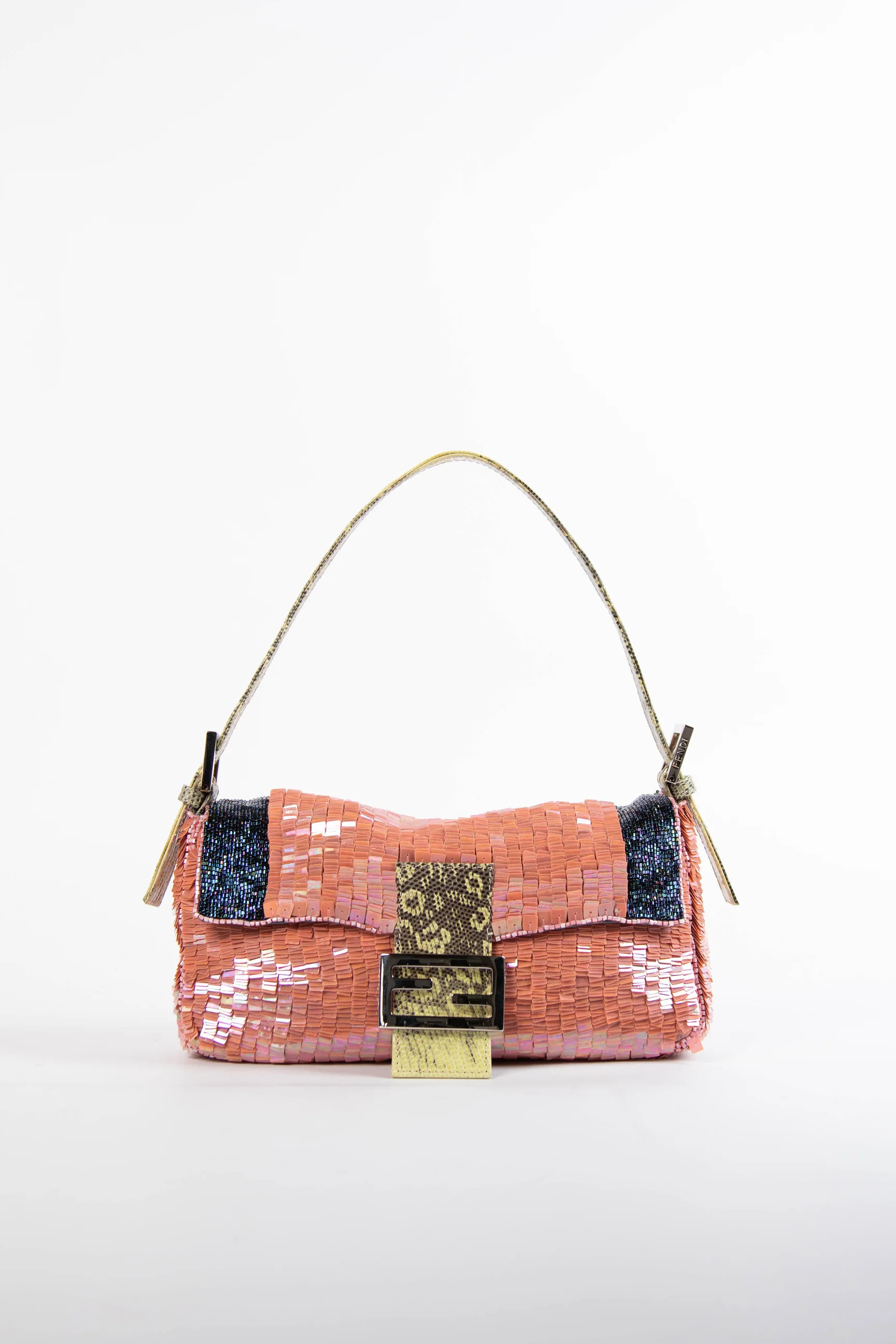 Lizard Baguette Shoulder Bag