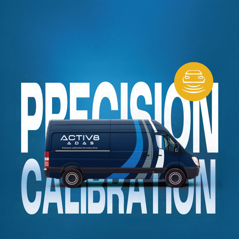 Activ8 ADAS van on blue background