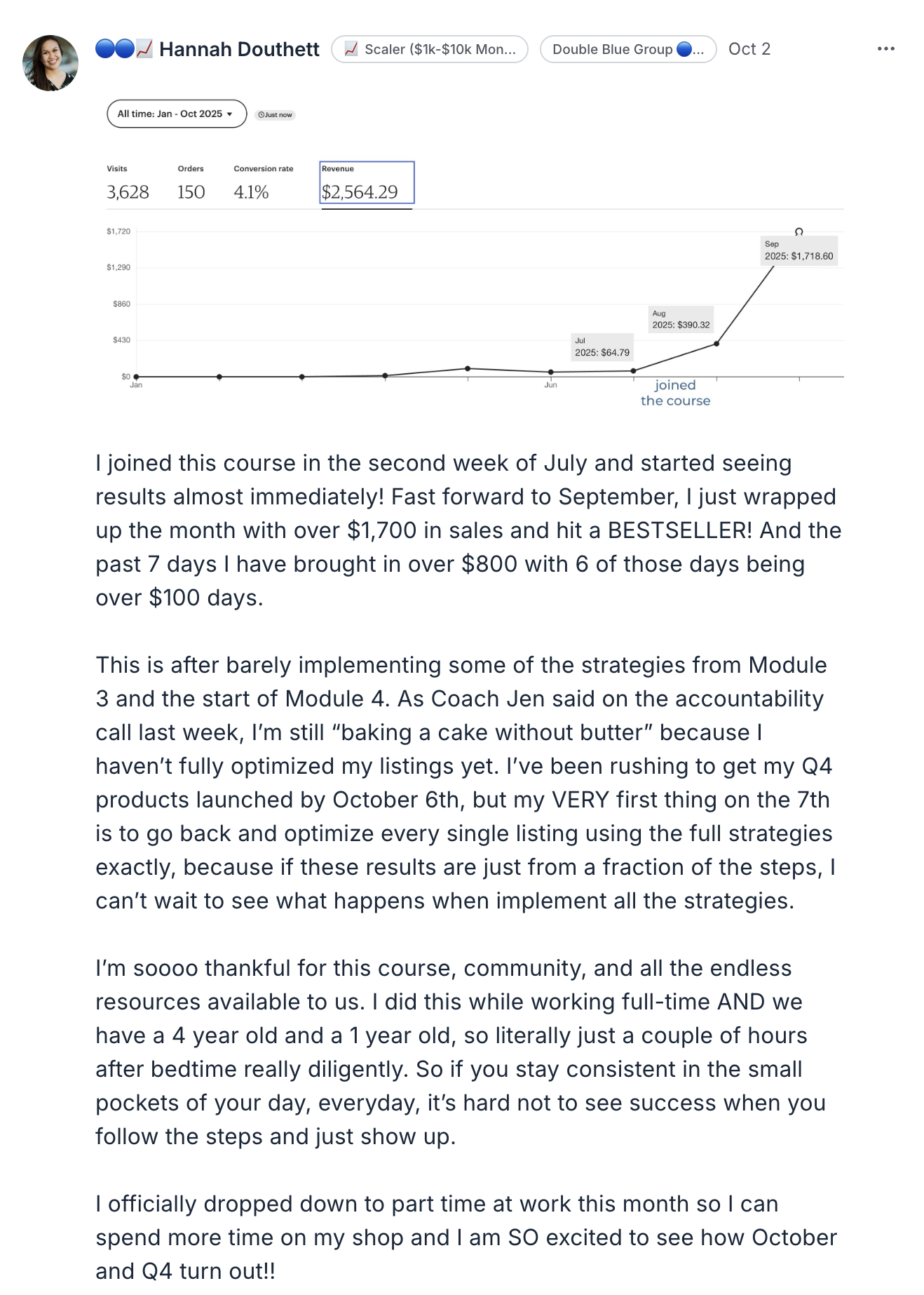 Student review screenshot