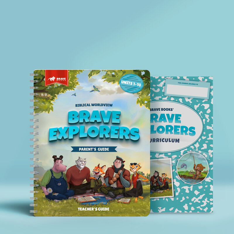 Brave Books curriculum showing parent guide and workbook for kids