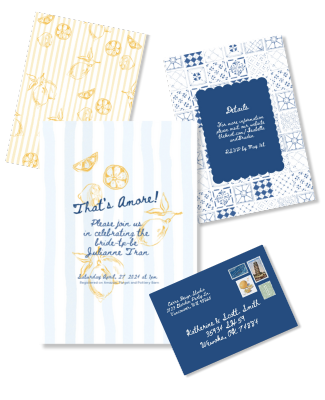 Italian Summer Party Invitation Suite with Menu and Envelope Templates