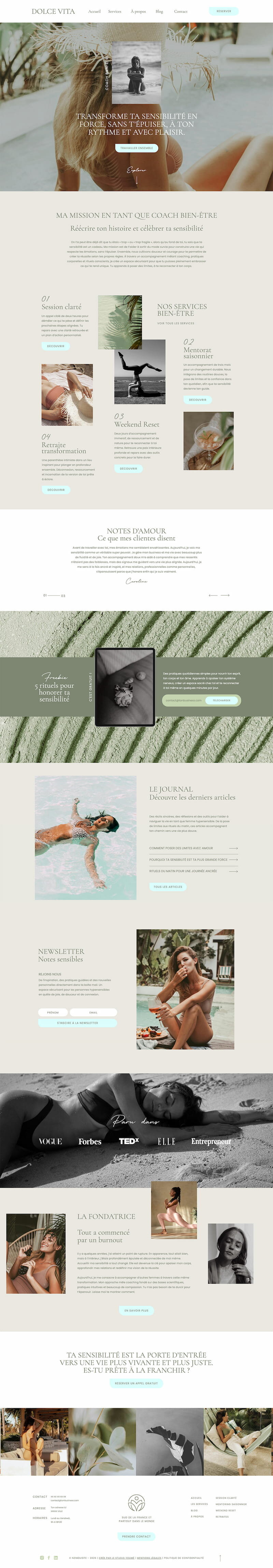 Template de site bien etre Showit