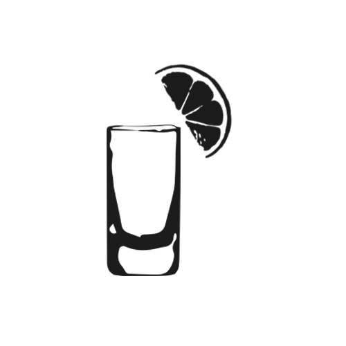 Tequila shot icon for rustic branding.