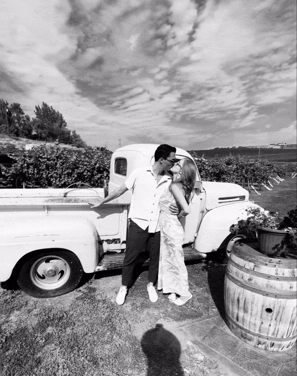 couple in front of truck