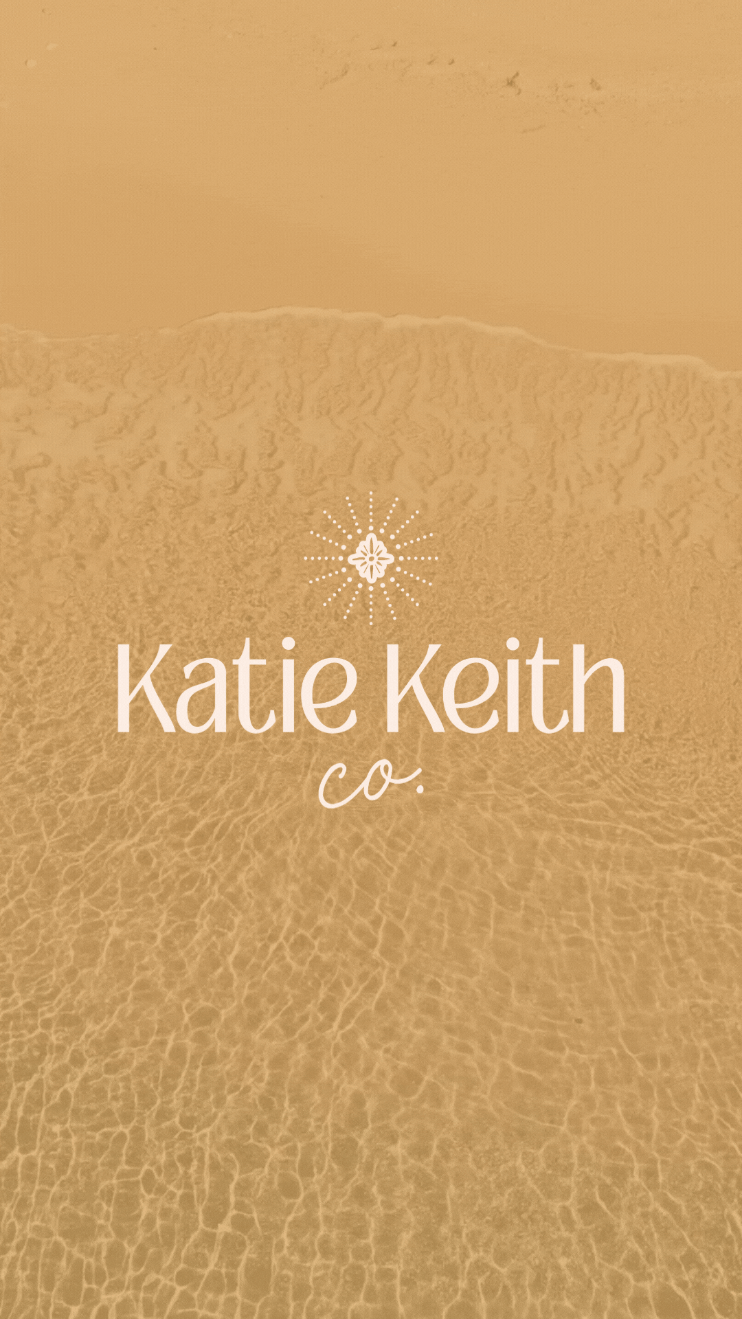 Katie Keith Co logo on a video background of waves washing up on sand