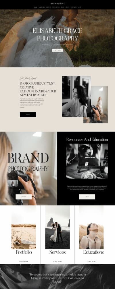 Squarespace website template Elisabeth Grace