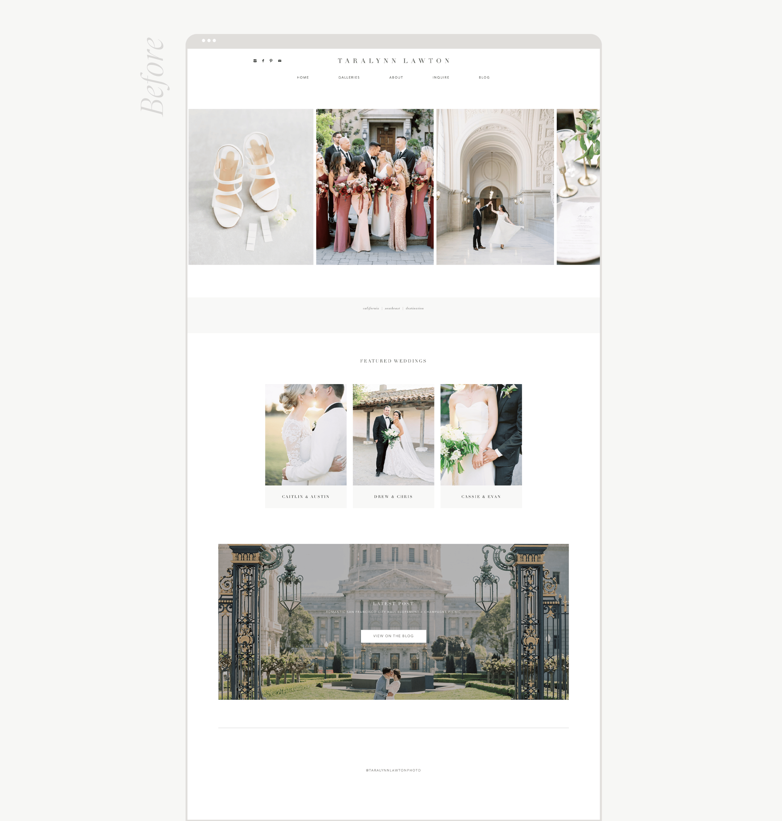 mockup of wedding professional website