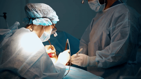Gif of woman getting breast surgery