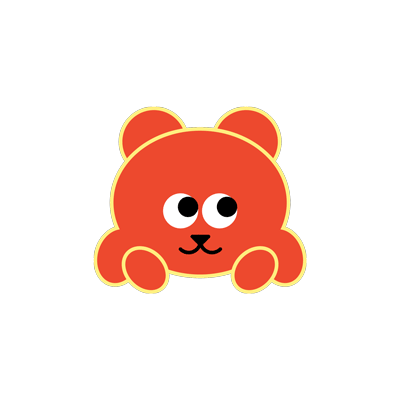 Quigley Coffee brand character — red bear gif looking around