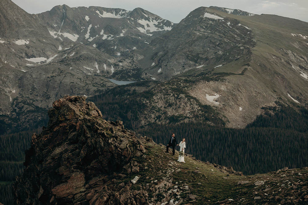 couple on mountain, denver mountain wedding