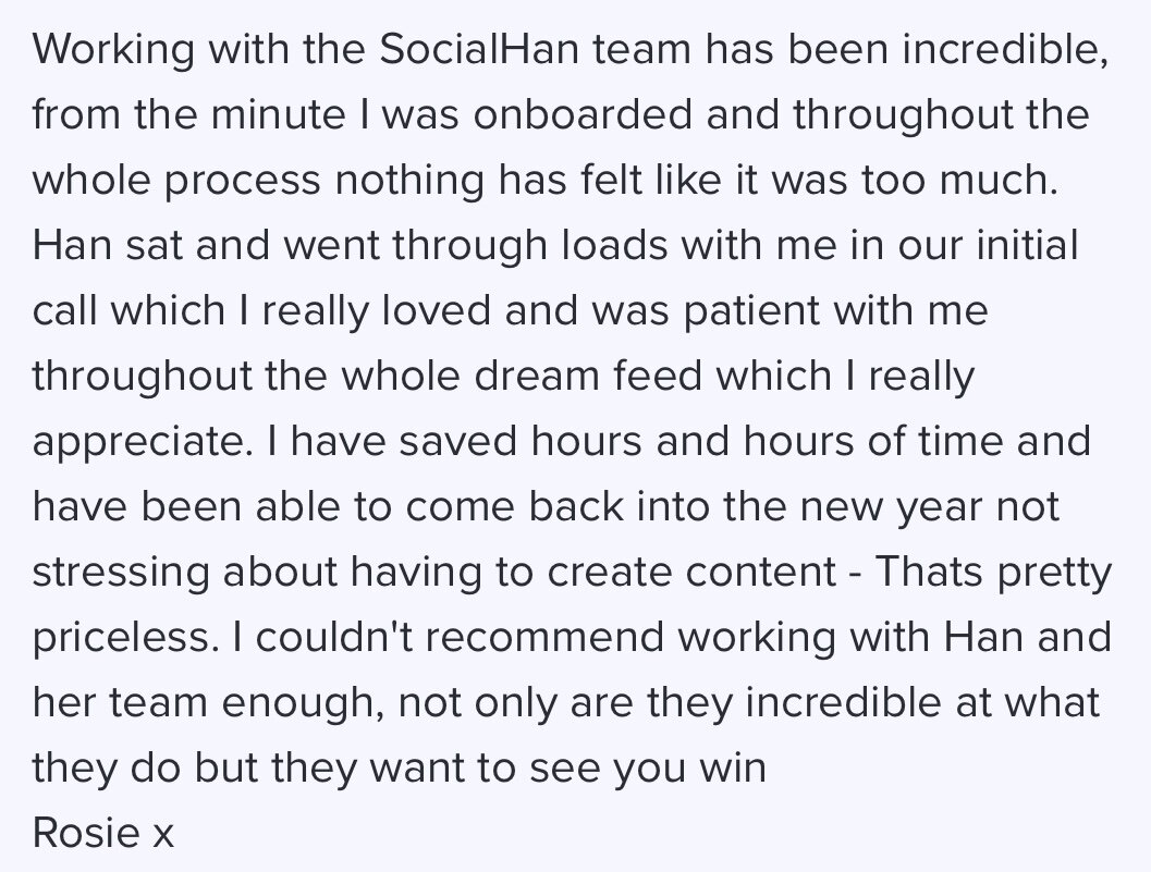 Social Han Client Testimonial