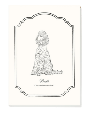 Classic Black and White Poodle Pet Painting, Digital Pet Portrait, Pet Memorial Gift, Dog Painting, Dog Portraits, Custom Name Template