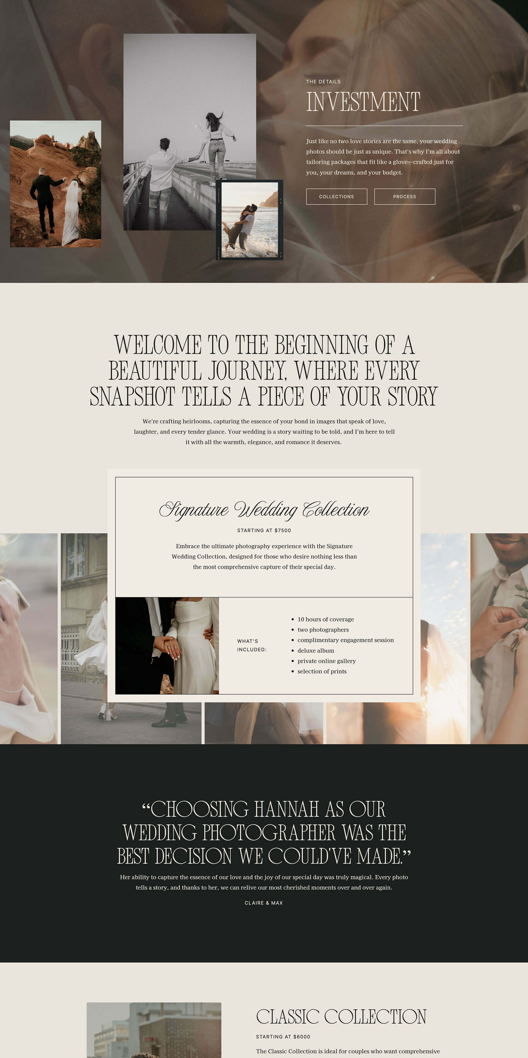 Lumi Showit investment page add-on for photographers