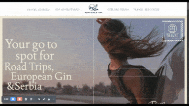 A screen grab of a travel blog to showcase a designers portfolio
