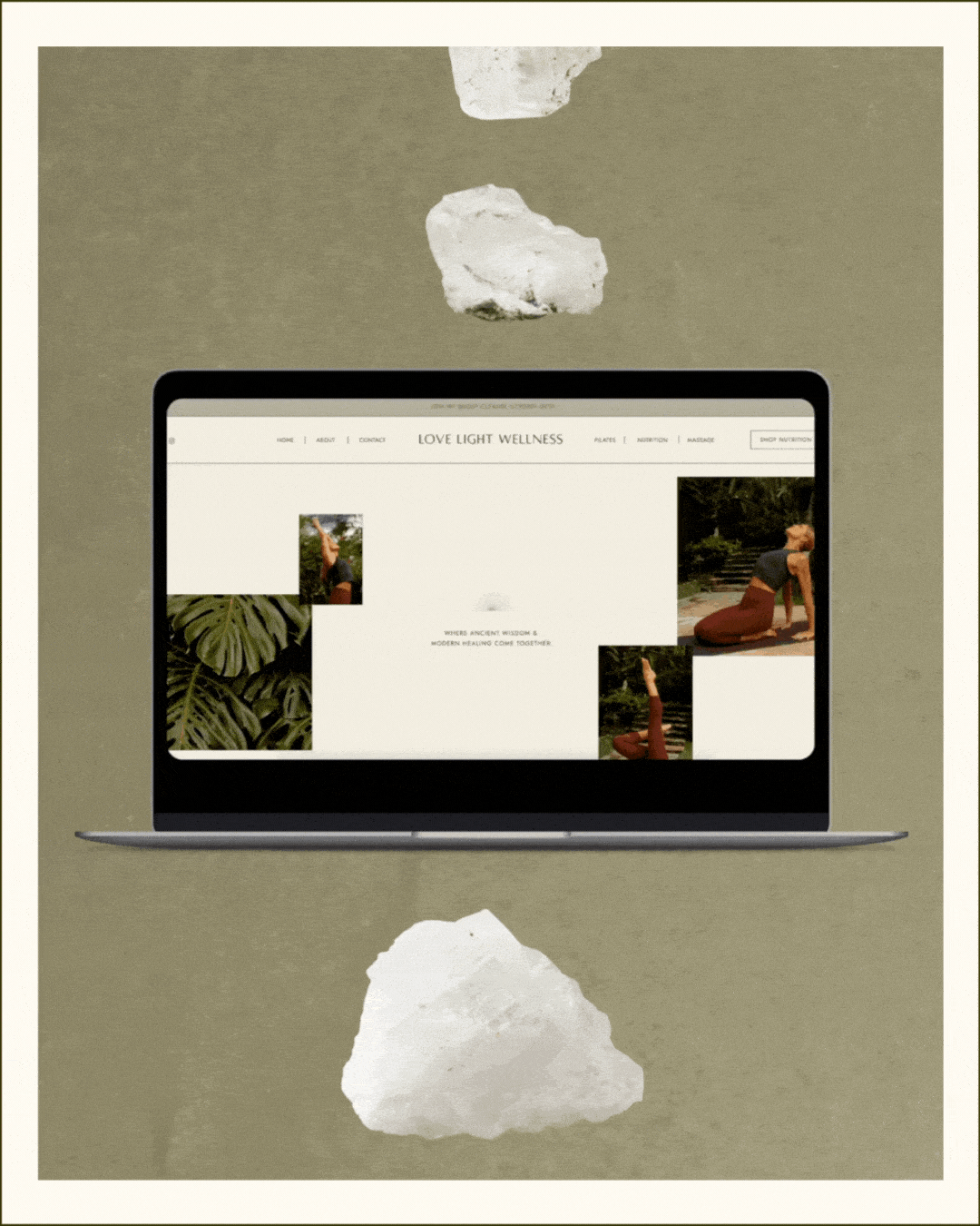 Custom web and brand design for a modern wellness business Love Light Wellness created by Studio Chan Hsu, Hawaii-based web and brand designer