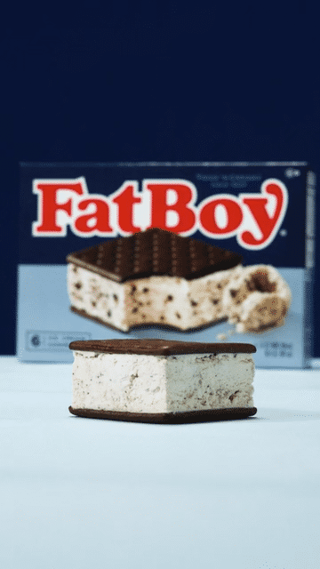 Branded product video of FatBoy ice cream sandwich for marketing and social media content creation