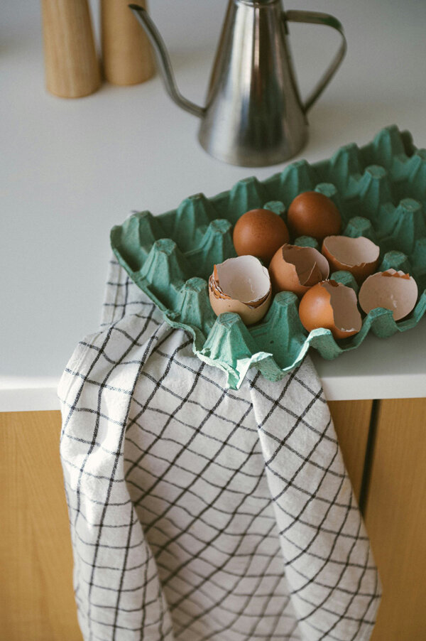Carton of used eggs