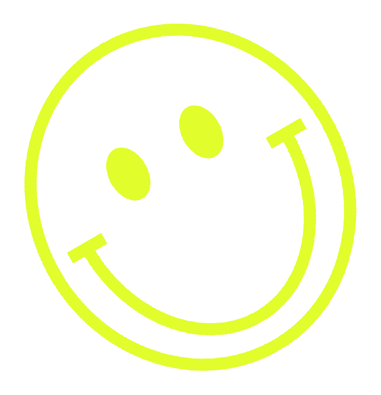 A yellow smiley face on a black background, captured at an Austin photo studio.