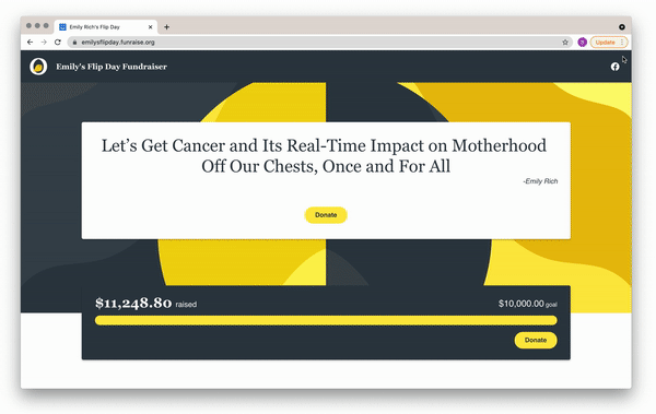 Scroll-through of fundraising website design through Funraise.