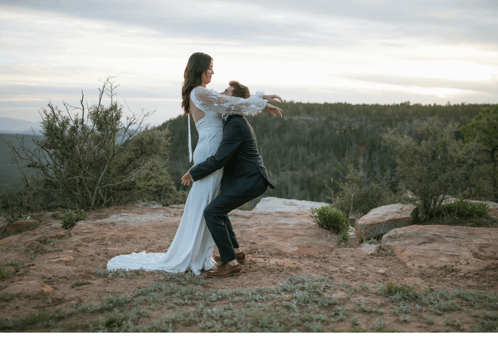 Gif of bride and groom embracing and spinning around in circle