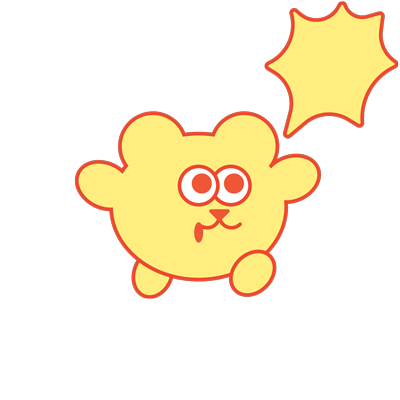 Cute yellow bear brand character for Quigley Coffee