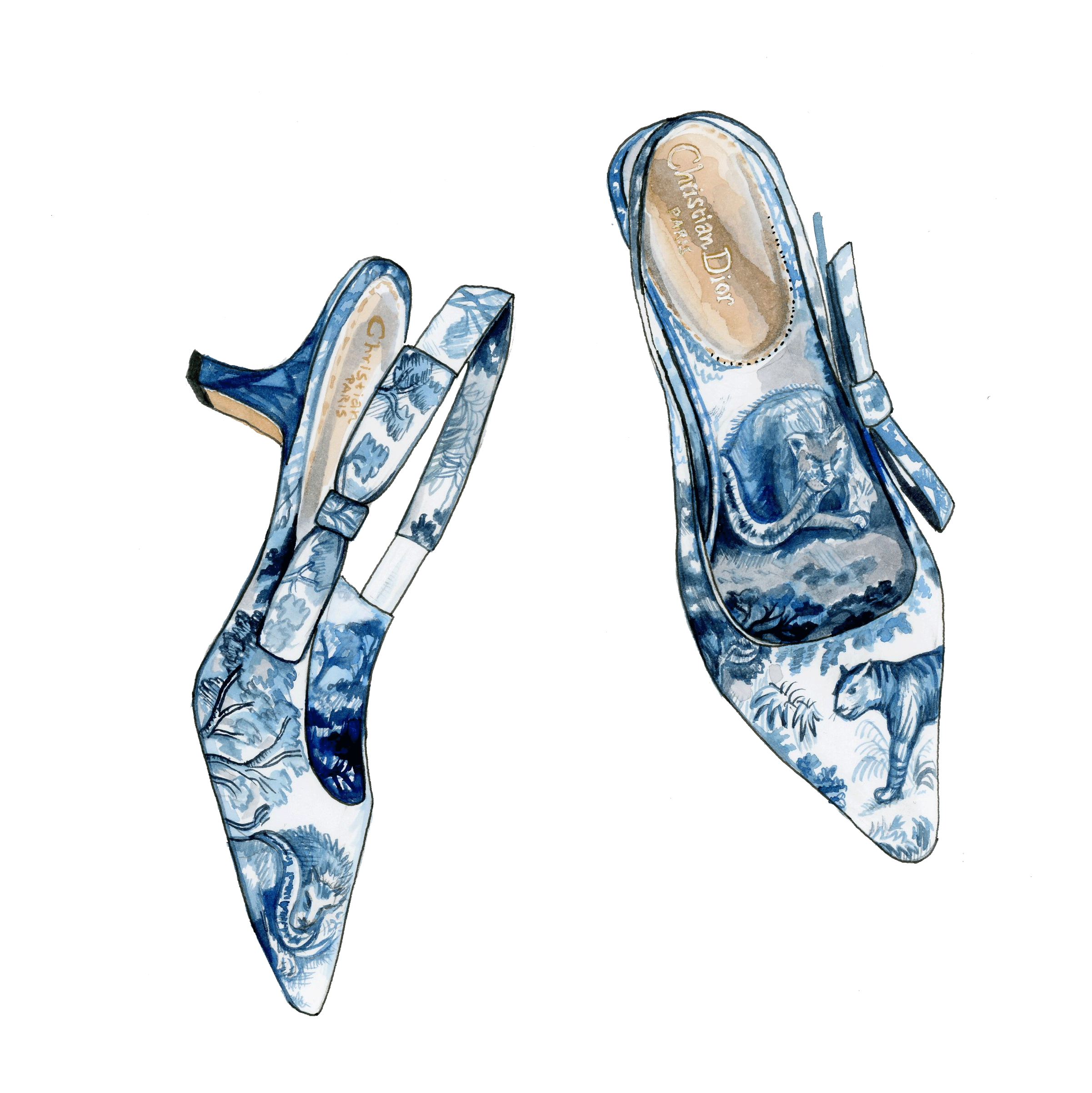 Dior Blue and White Wedding Shoes