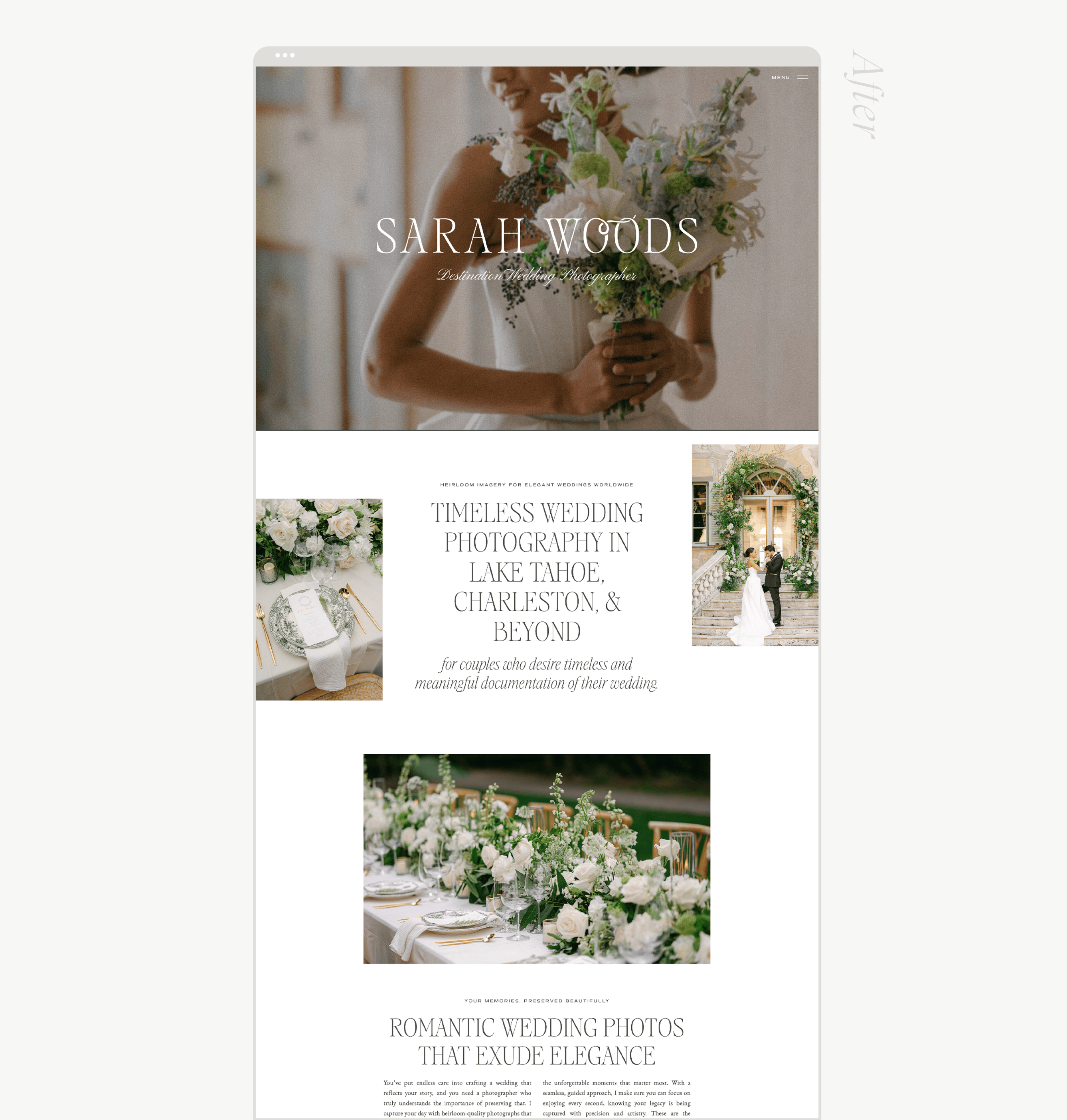 mockup of wedding professional website