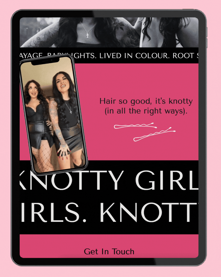 A bold and interactive hairstylist website, designed by Emily, a brand and web designer for women entrepreneurs.