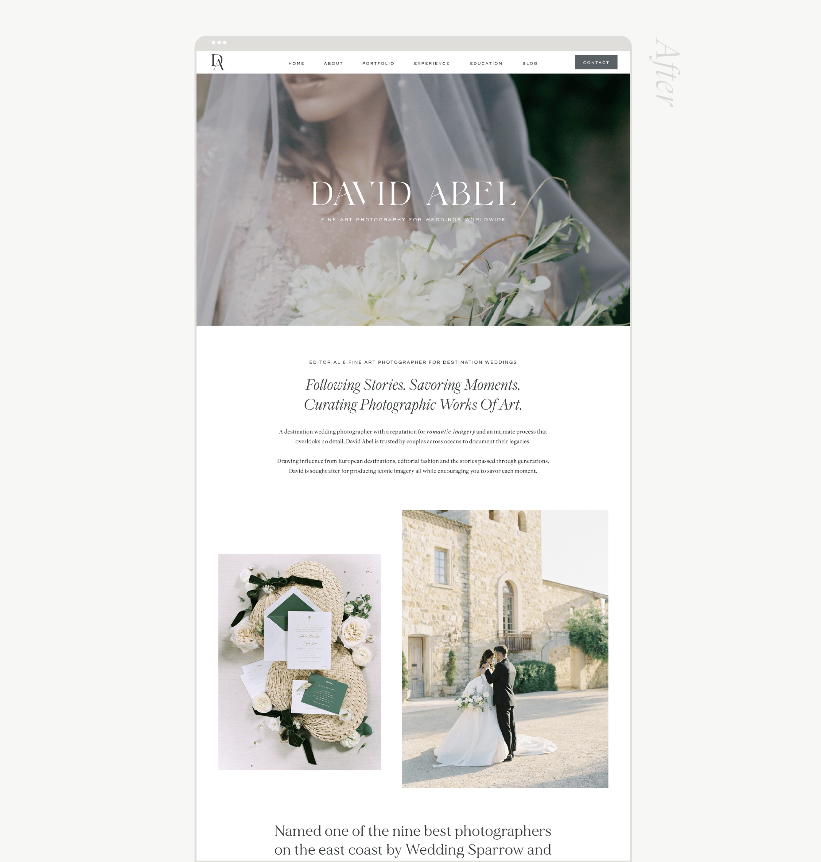 mockup of wedding professional website