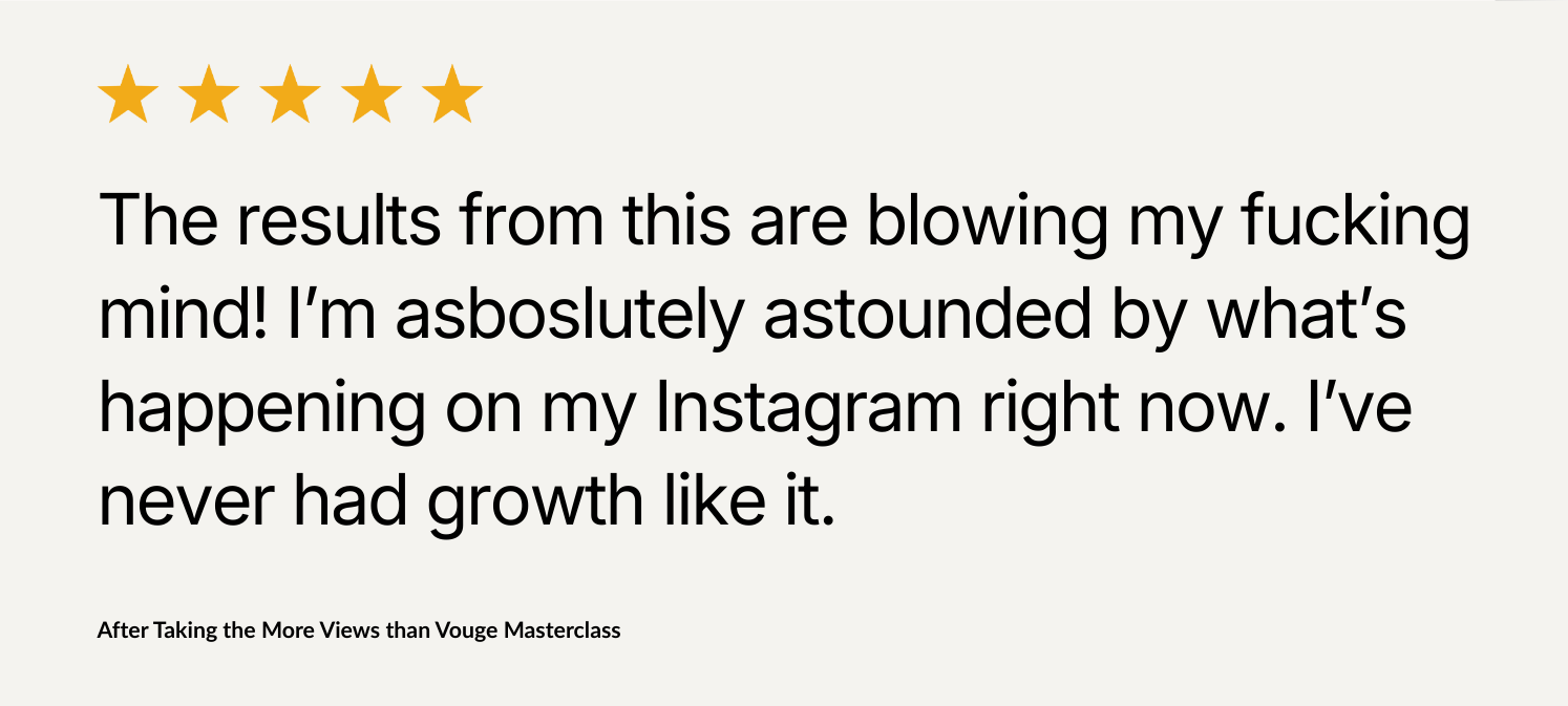 more views than vouge masterclass - testimonial 7