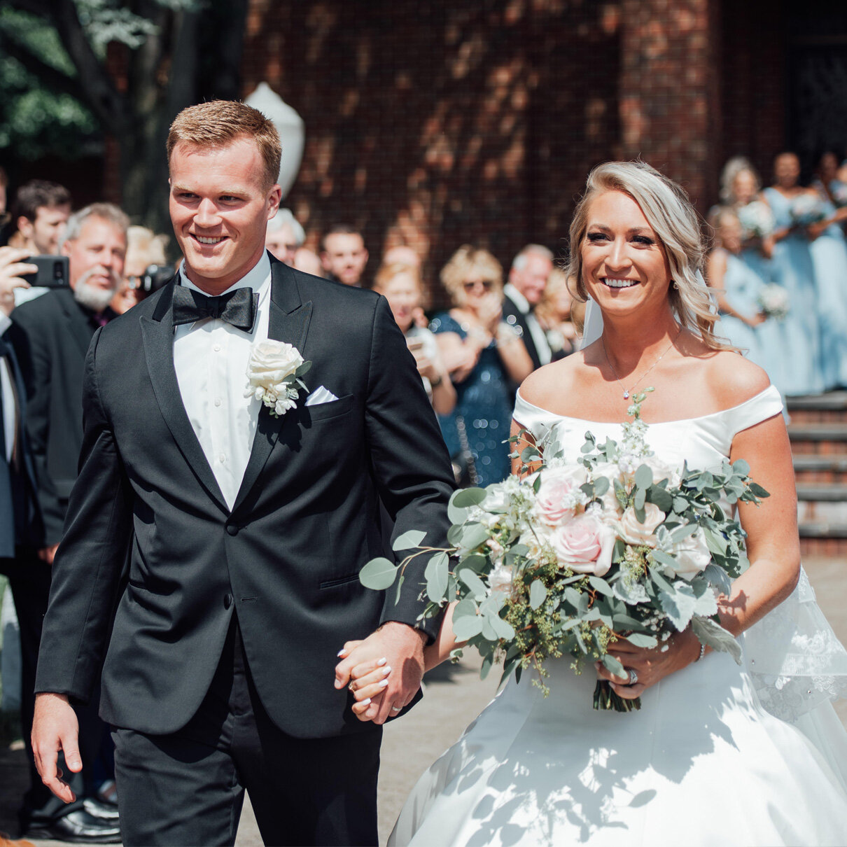 Bride and groom exiting Northampton Country Club | Easton, Pennsylvania wedding
