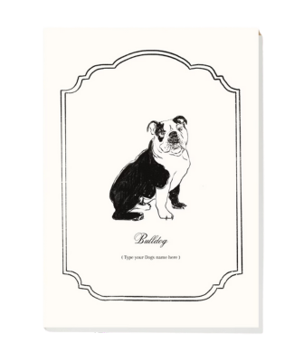 Classic B&W American Bulldog Digital Pet Portrait, Pet Memorial Gift, Dog Painting, Dog Portraits, Custom Name Template