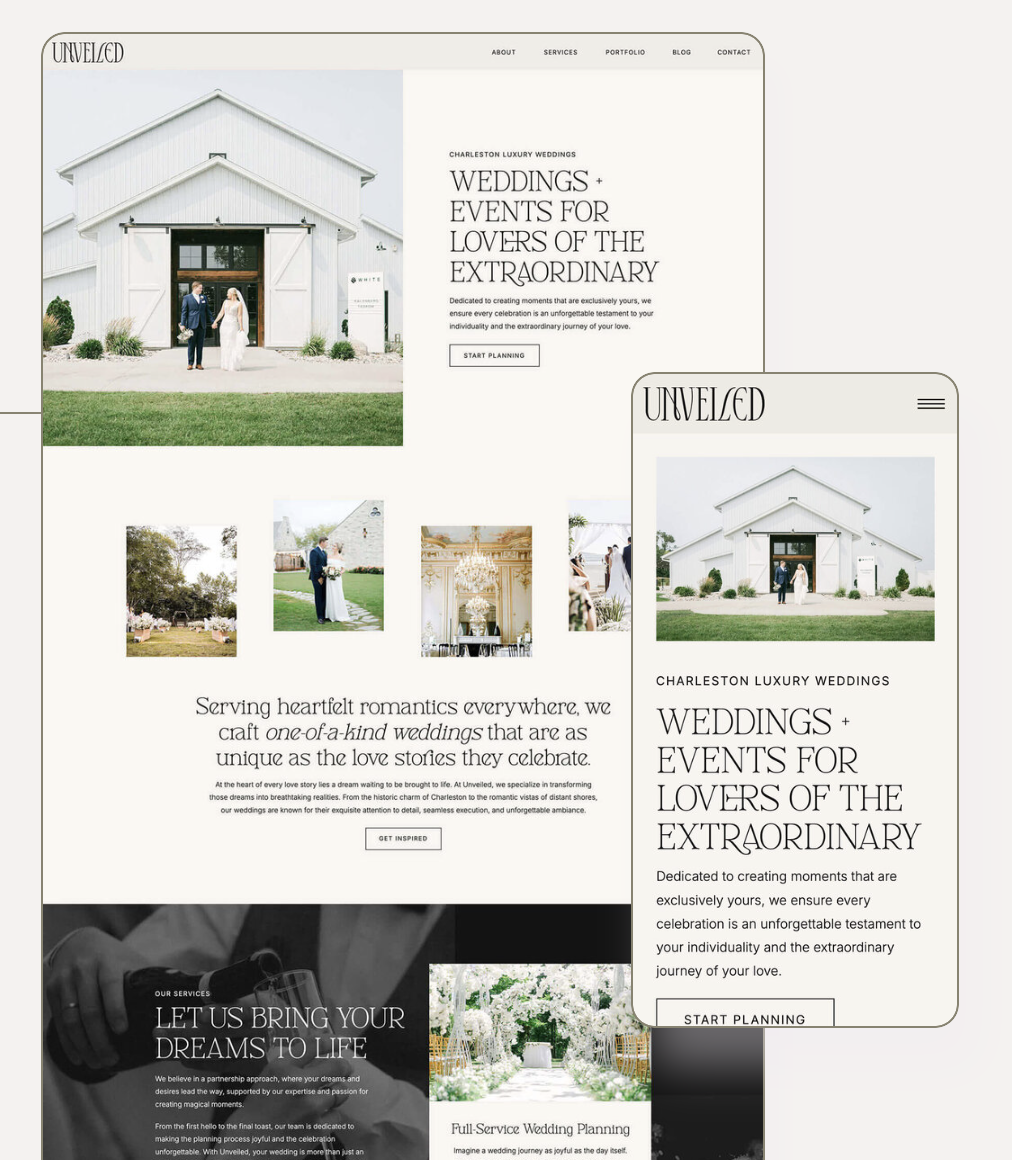 Unveiled by Lennox Creative Showit website templates