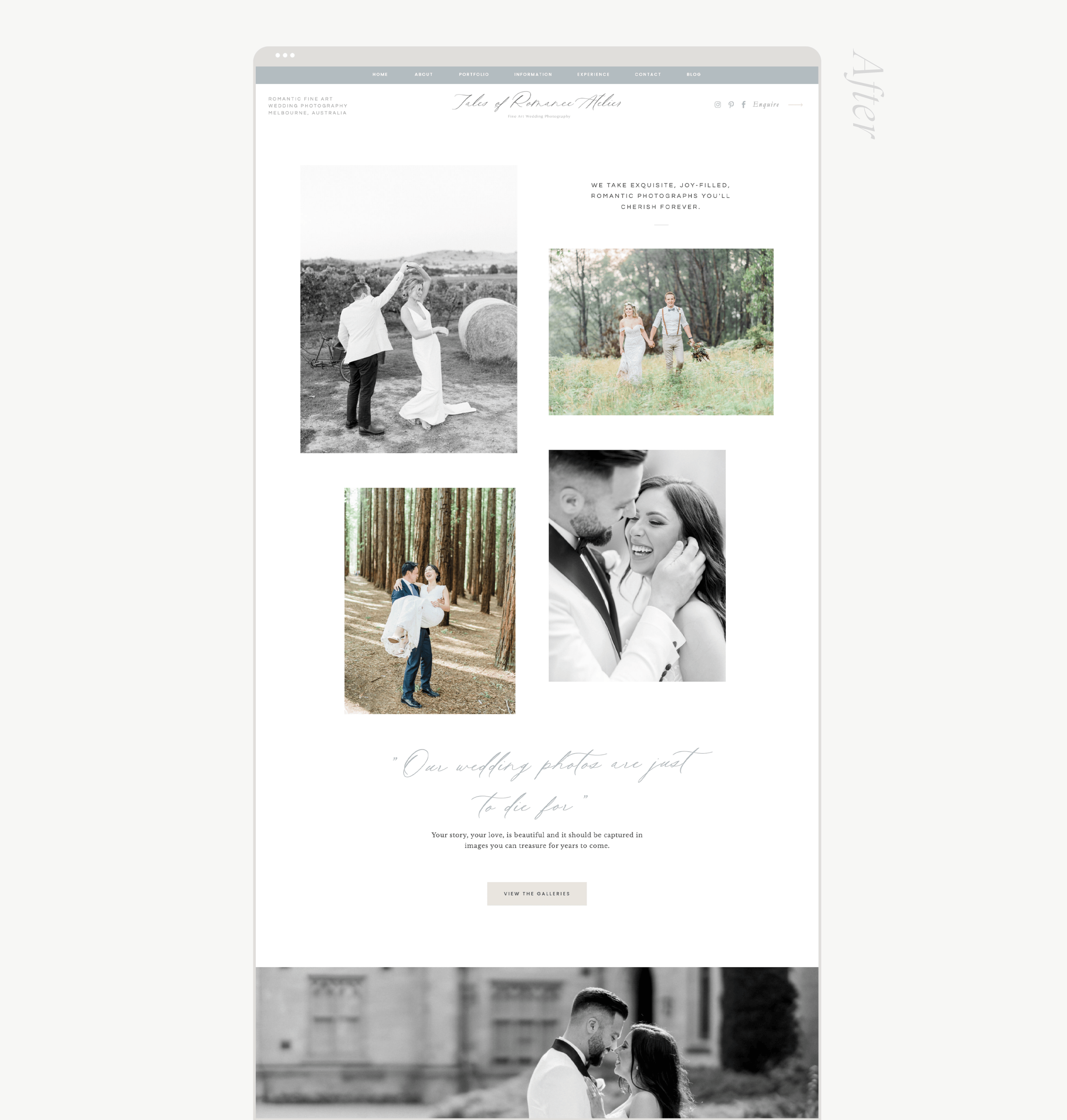 mockup of wedding professional website