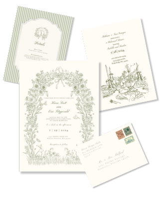 Woodland Wedding Invitation Suite | Garden Wedding | Coquette Wedding | Editable Canva Template