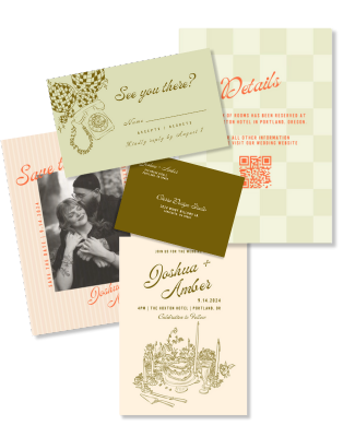 RETRO Wedding Invitation Suite | Template Bundle | Editable Canva Download