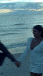 Super8 film video of couple on North Carolina beach