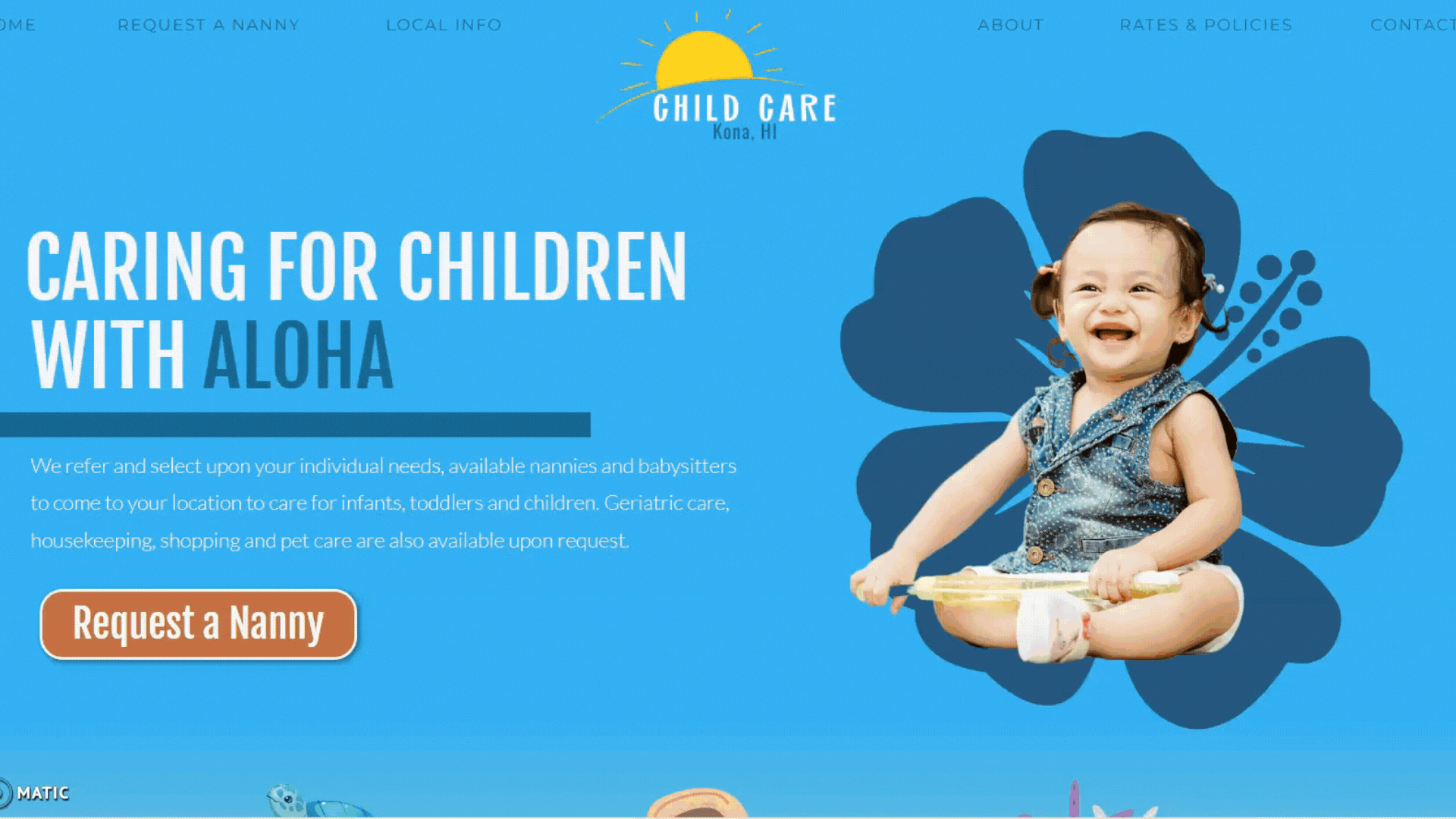 An GIF video showing a website designed for childcare.