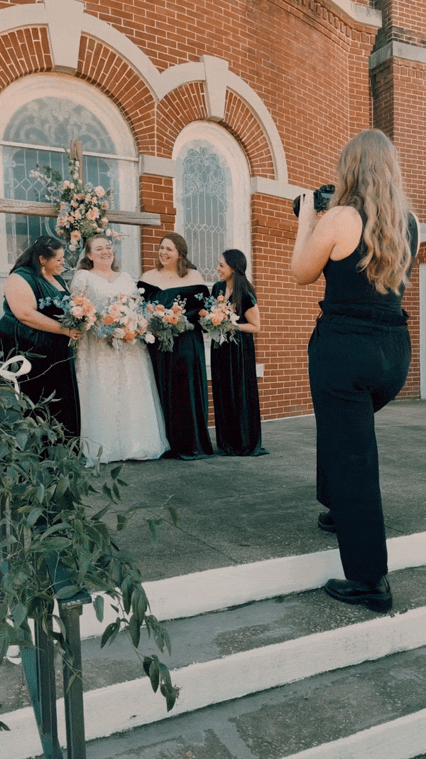 gif of Chloe Ray working behind the scenes at a wedding.
