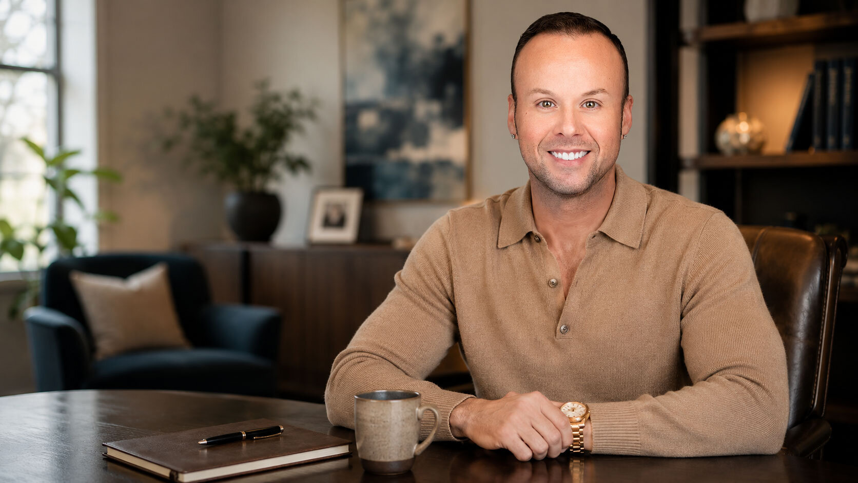 Dr. Michael Stokes seated at his desk