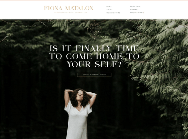 Embark on a journey of healing and growth from the moment you land on Fiona's full website homepage. Designed to inspire by a Showit Web Design expert, this layout creates a safe and welcoming space for visitors.