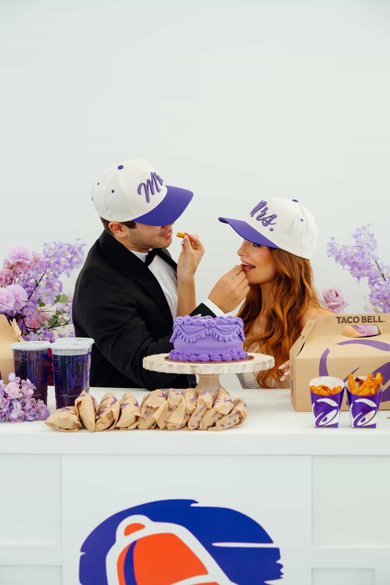 Custom embroidered wedding hats at a Houston Texas wedding reception