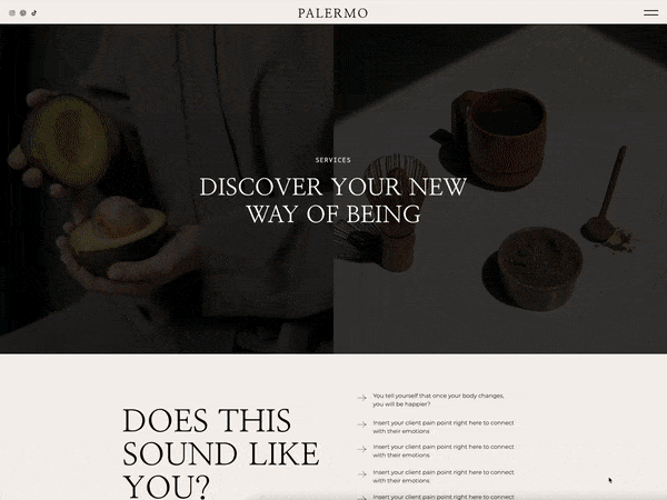 Palermo Showit Website Template by Aria Studio