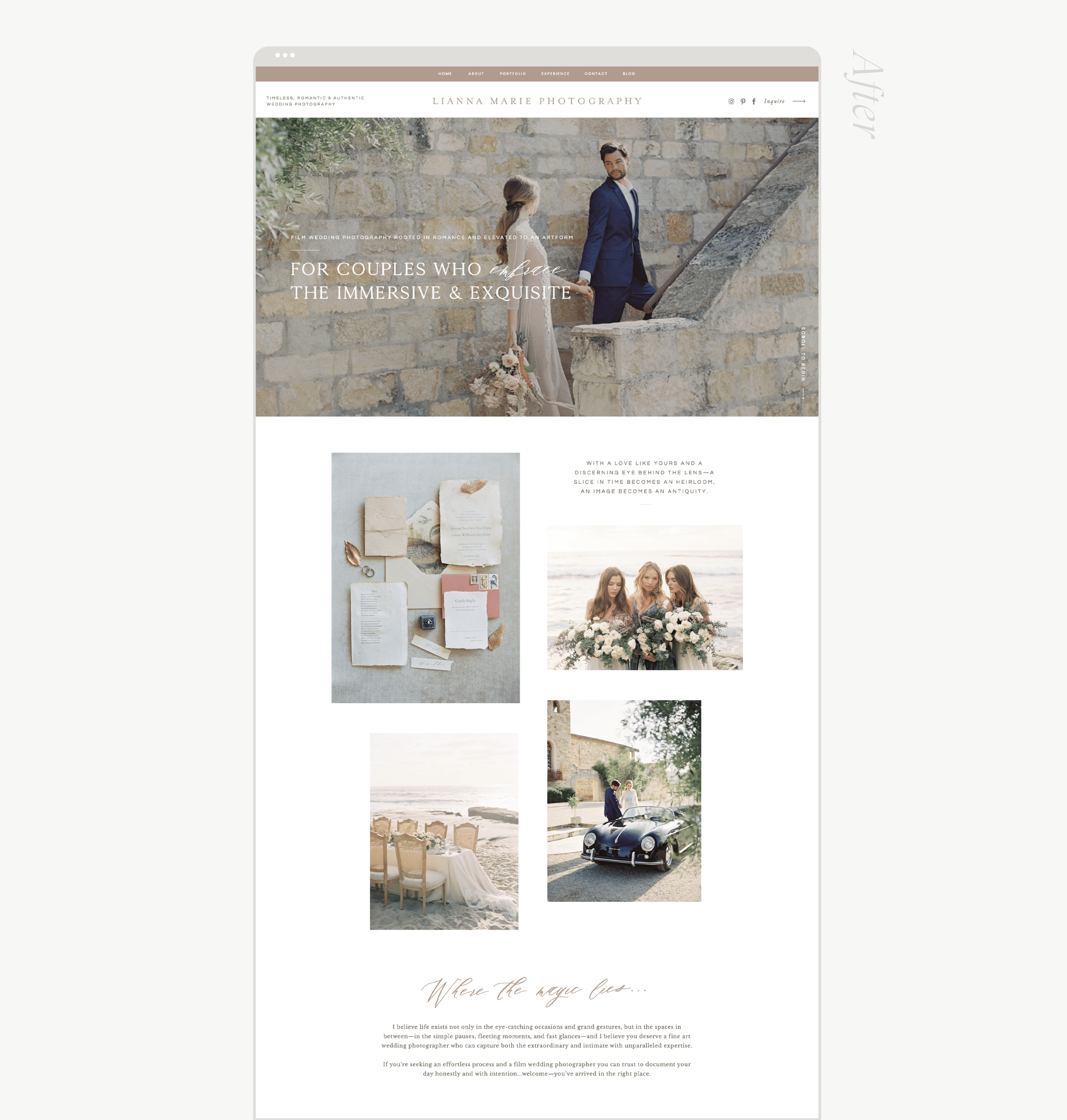 mockup of wedding professional website