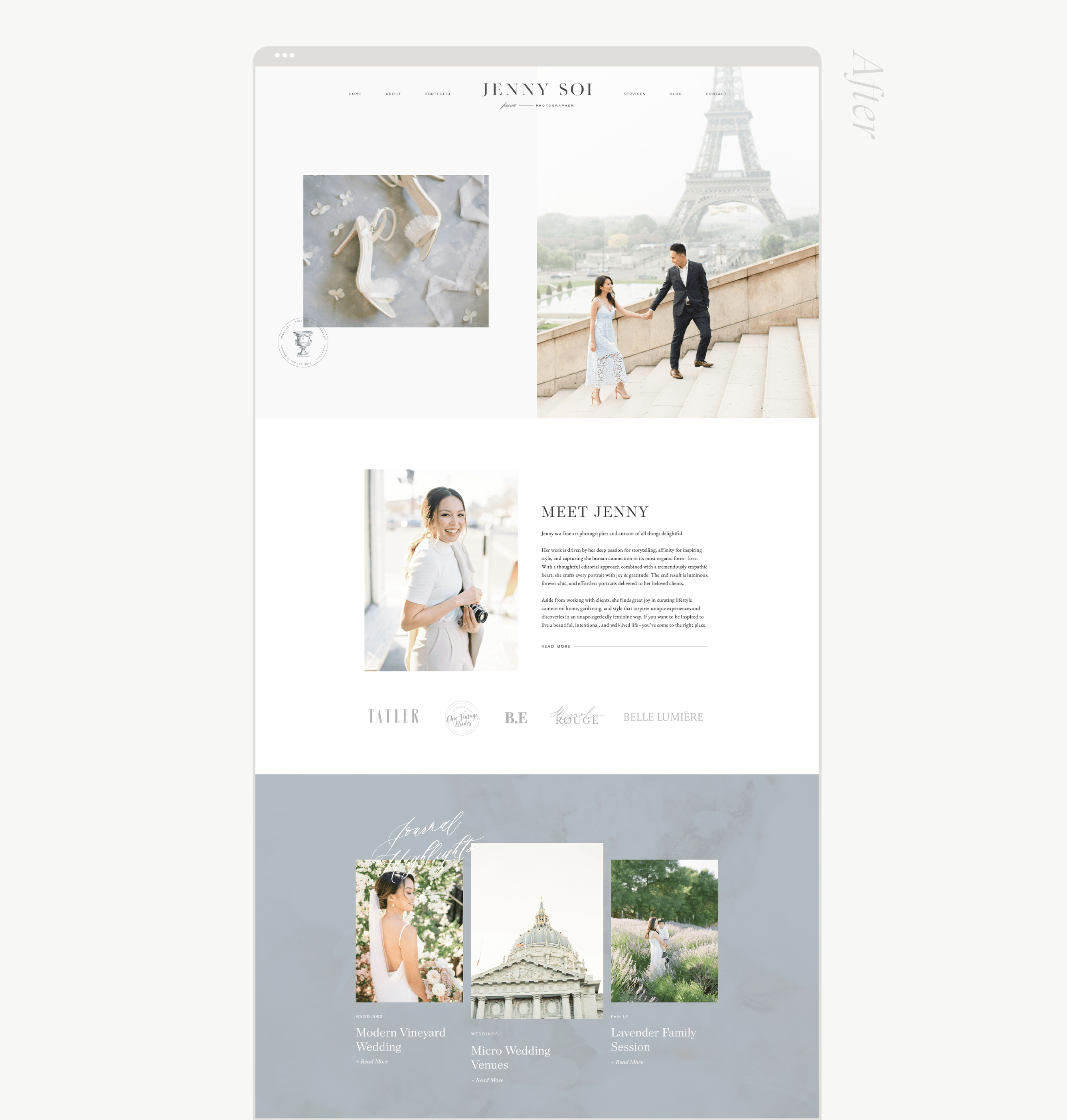mockup of wedding professional website