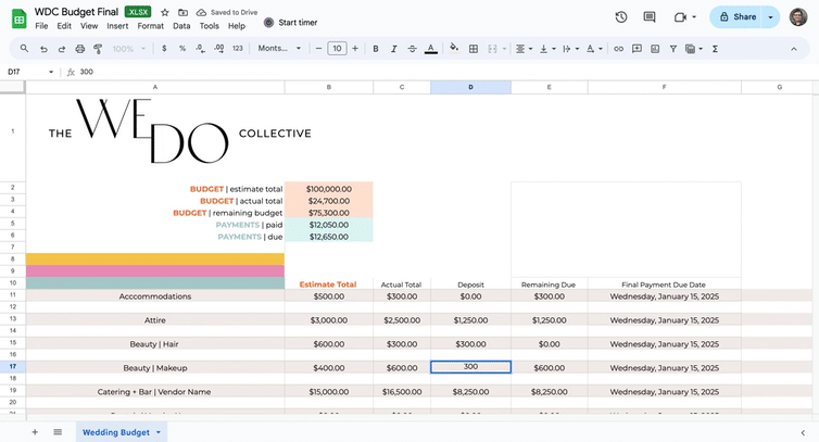 A scrolling screen recording of The We Do Collective's DIY Budget, Planning Calendar, and Run Of Show Templates