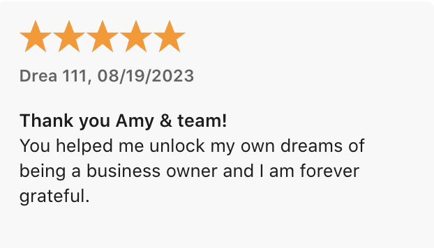 thank you Amy & team