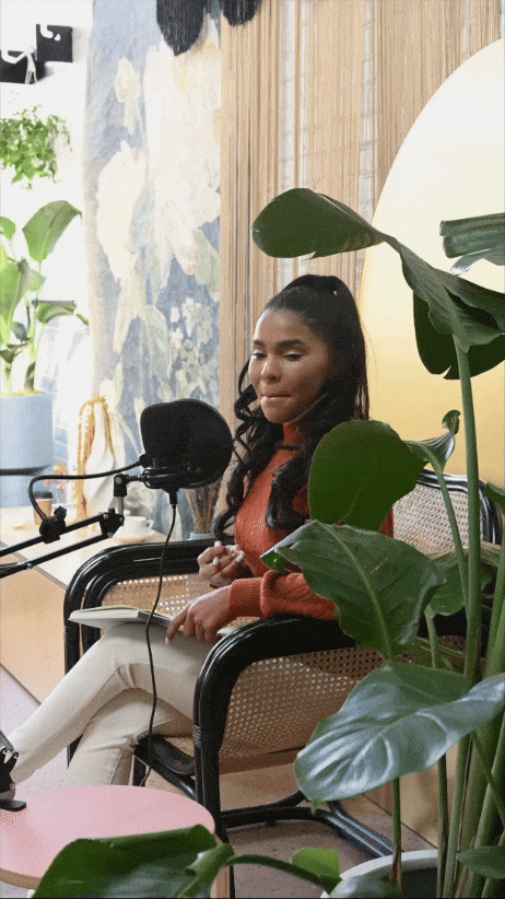 GIF of Woman Talking in Microphone