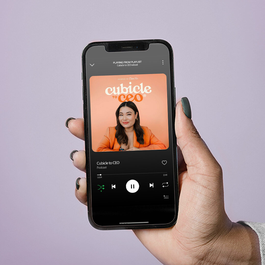 Custom logo and brand design for media company and podcast Cubicle to CEO, by Gem Creative Co.