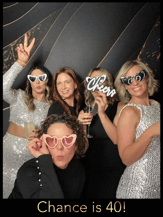 Women at a 40th birthday in christchurch in a glam photo booth capture